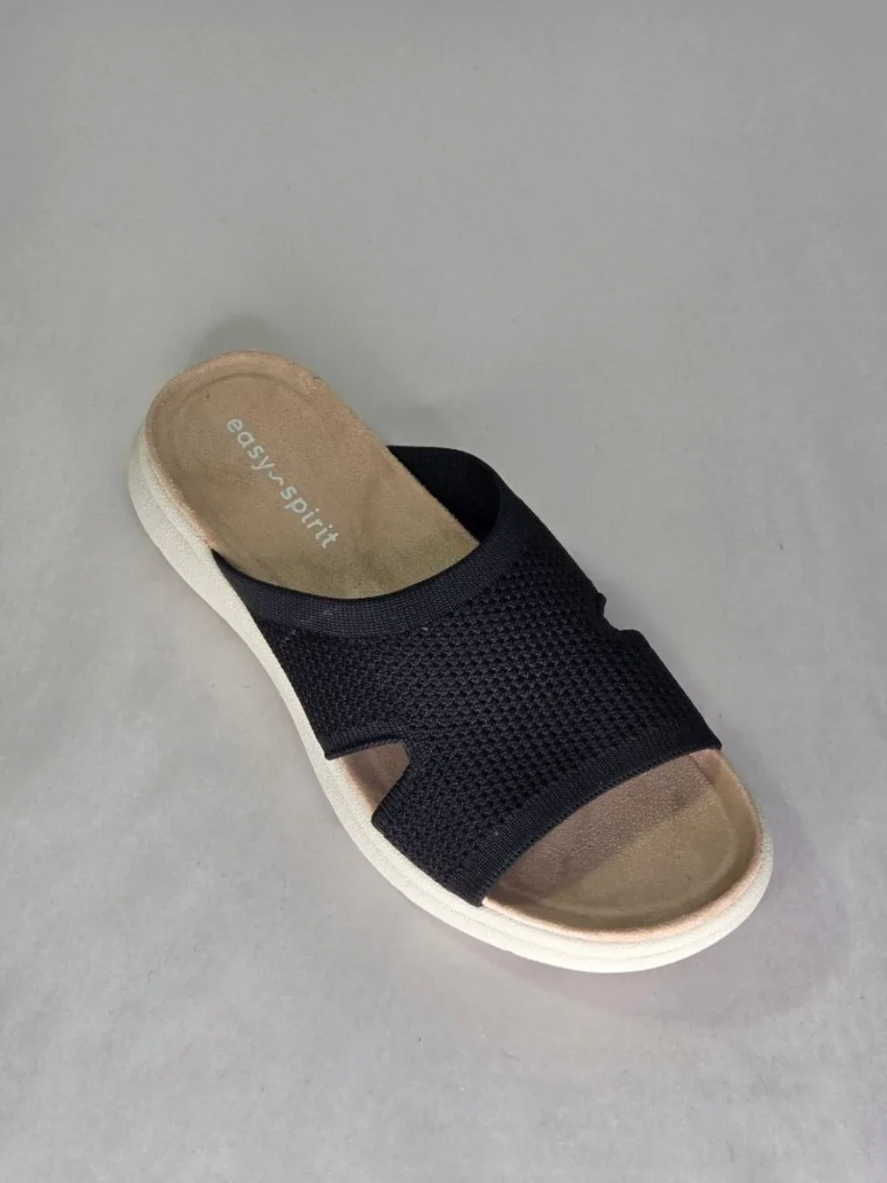 Easy Spirit Amari Sporty Flat Slide Sandals - Black, Size: 7 M